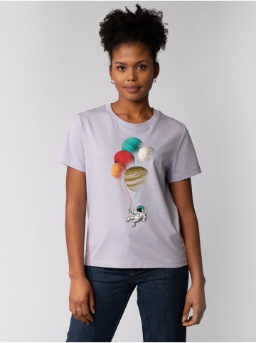 wat? Apparel T-Shirt Balloon Spaceman in Lavender