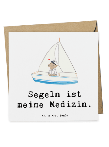 Mr. & Mrs. Panda Einladungskarte Bär Segeln mit Spruch in Weiß