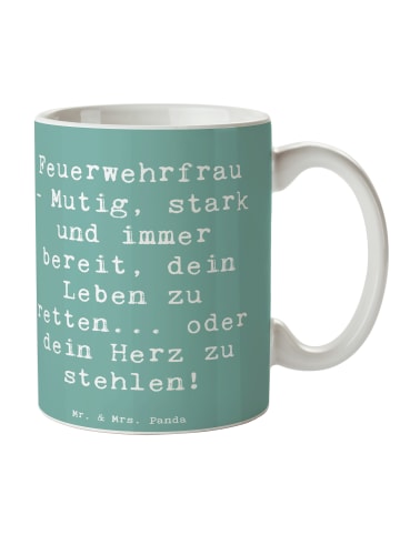 Mr. & Mrs. Panda Porzellantasse Spruch Feuerwehrfrau Heldin mit ... in Meeresbrise