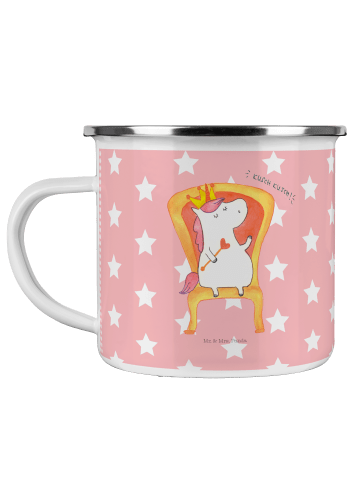 Mr. & Mrs. Panda Camping Emaille Tasse Einhorn Prinzessin ohne S... in Rot Pastell