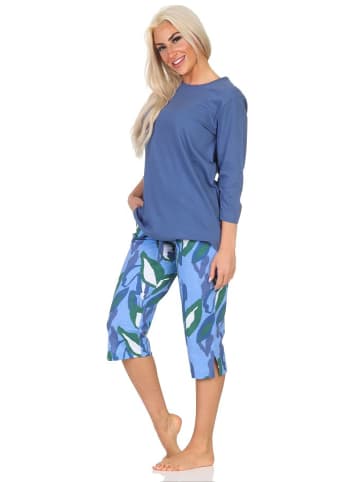 NORMANN Kurzarm Schlafanzug Capri Pyjama in marine