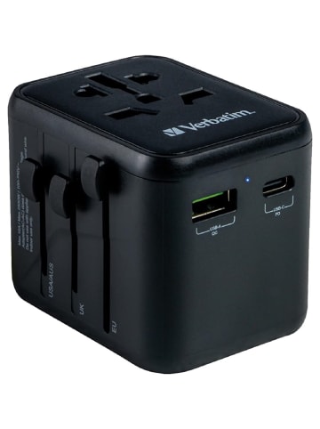 COFI 1453 Universal-Reiseadapter für über 180 Länder mit USB-C und in Schwarz