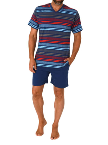 NORMANN kurzarm Schlafanzug Shorty Streifen in rot