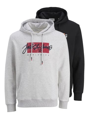 Jack & Jones 2er-Pack Kapuzenpullover in White Melange