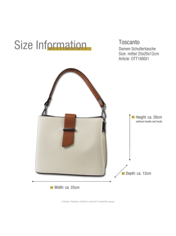 Toscanto Leder Schultertasche Toscanto Tasche beige, natur ca. 25cm
