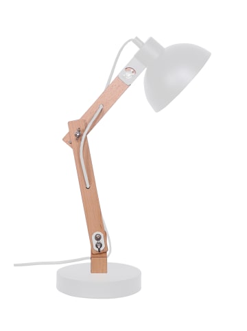 SalesFever Tischleuchte 50 cm Gelenkarm verstellbar Natur und Lampenschirm Metall in Weiß