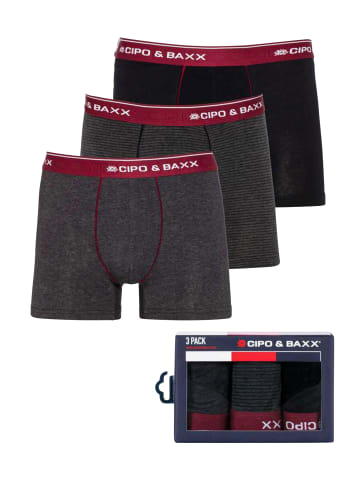 Cipo & Baxx Boxershorts 3er-Pack in Black-Grey-Anthracite