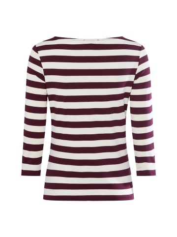 More & More Langarmshirt in bordeaux weiß - 0001