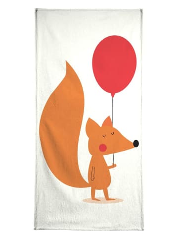 Juniqe Handtuch "Fox with a Red Balloon" in Orange & Rot