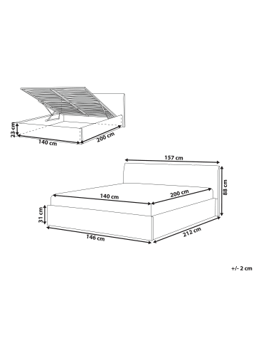 Beliani Doppelbett ORBEY in Braun - (W) 157 x (H) 88 x (L) 212 cm