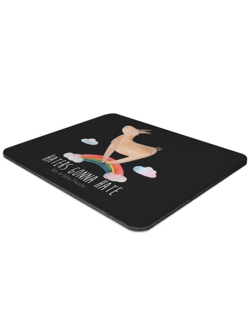 Mr. & Mrs. Panda Mauspad Lama Regenbogen mit Spruch in Schwarz