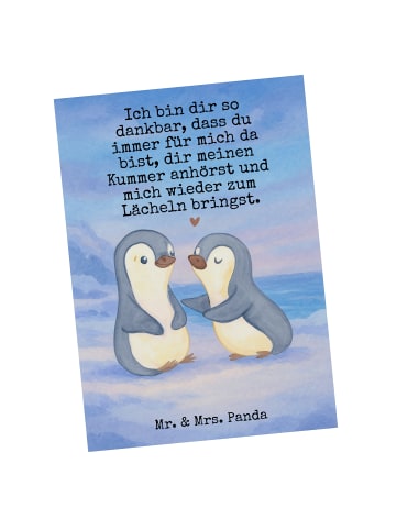 Mr. & Mrs. Panda Postkarte Pinguine trösten Design mit Spruch in Weiß