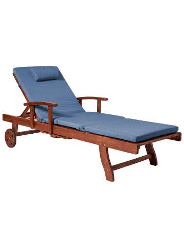 Beliani 2-tlg Gartenliege TOSCANA PREMIUM in Braun/Blau
