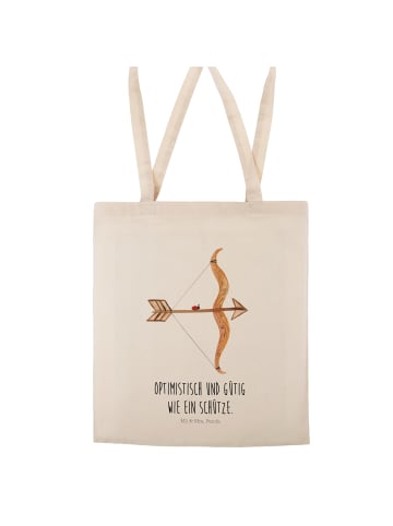 Mr. & Mrs. Panda Tote Bag Sternzeichen Schütze mit Spruch in Creme