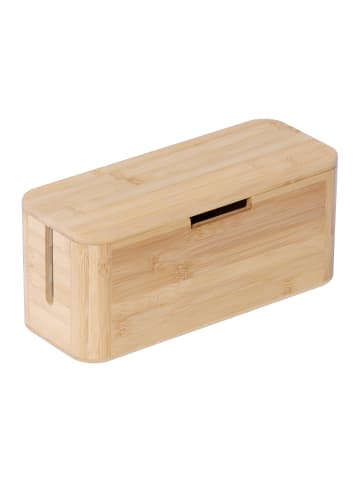 relaxdays Kabelbox in Natur - (B)34 x (H)14,5 x (T)13,5 cm