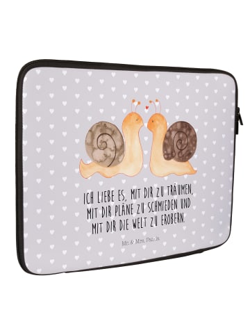 Mr. & Mrs. Panda Notebook Tasche Schnecken Liebe mit Spruch in Grau Pastell