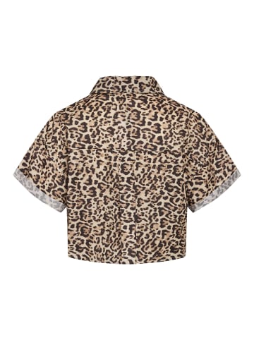 Noisy may Cropped Top Bluse mit Leo Print und Kent Kragen in Braun