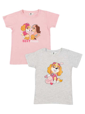 Paw Patrol Paw Patrol T-Shirt Oberteil Shirt kurzärmlig (2er Pack) in grau/rosa