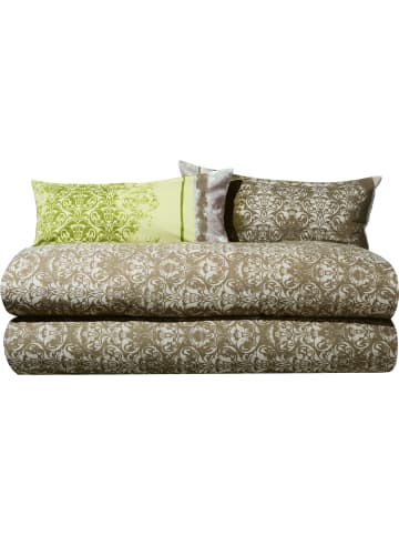 Erwin Müller Edel Flanell Bettwäsche Sparpaket 4-teilig in grün-beige