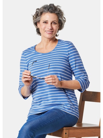 GOLDNER Jerseyshirt mit Rundhals in azur / weiß / geringelt