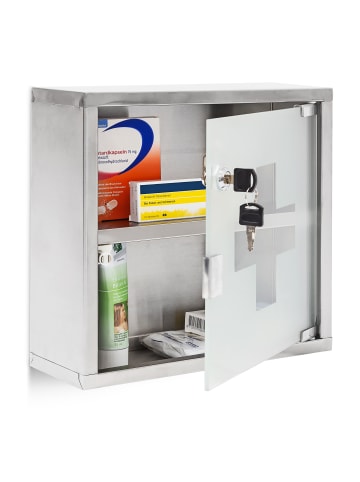 relaxdays Medizinschrank in Silber - (B)30 x (H)30 x (T)12 cm