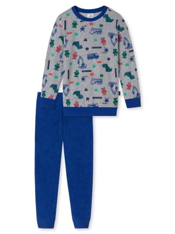 Schiesser Pyjama in Blau/Grau