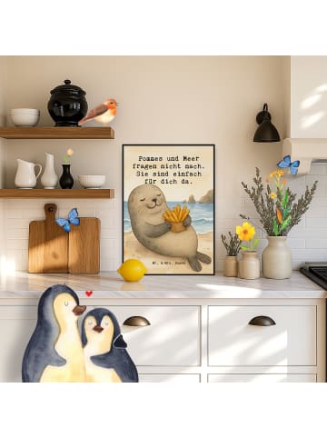 Mr. & Mrs. Panda Wandposter Robbe Pommes Design mit Spruch in Weiß