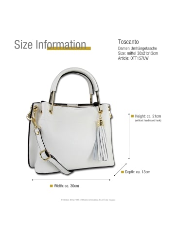 Toscanto Leder Umhängetasche, Handtasche Toscanto Tasche weiß ca. 30cm