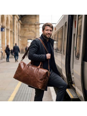 SID & VAIN Leder-Reisetasche echt Leder Weekender groß hell-braun JEREMY in braun