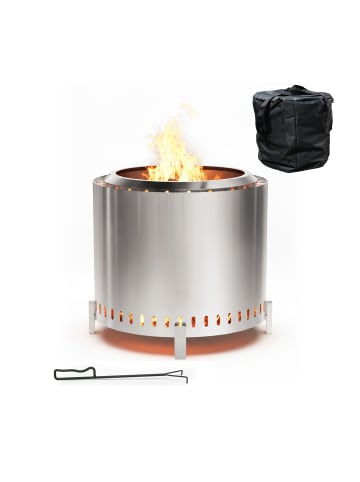 relaxdays Feuerschale "rauchfrei" in Silber - (H)45 x Ø 49 cm