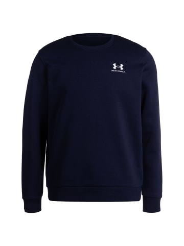 Under Armour Sweatshirt Essential Fleece Crew in dunkelblau / weiß