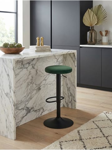 KADIMA DESIGN Barhocker | Samt-Wildleder, Eisengestell, 58-79cm in Grün