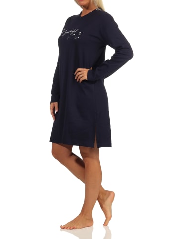 NORMANN Nachthemd langarm Kuschel interlock Sterne - 69899 in marine