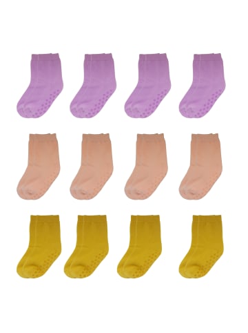 Yalion 12er-Set Yalion Antirutschsocken Halbplüsch, mehrfarbig, weich & atmungsaktiv