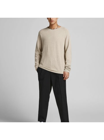 Jack and Jones JJEHILL Knit Crew Neck in Sand