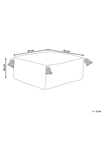 Beliani Bodenkissen ASHTI in Weiß/Schwarz - (W) 45 x (H) 20 x (L) 45 cm