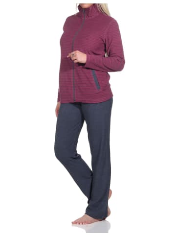 NORMANN Langarm Frottee Hausanzug Streifen - 76850 in beere