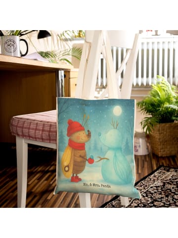 Mr. & Mrs. Panda Tote Bag Nachtfalter Schneemann Design ohne Spruch in Weiß