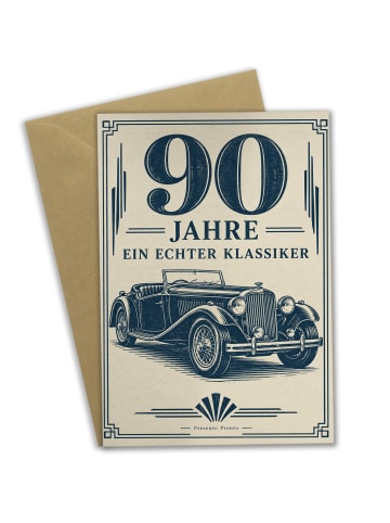 Mr. & Mrs. Panda Geburtstagskarte Klassischer Roadster Vintage-L... in Weiß