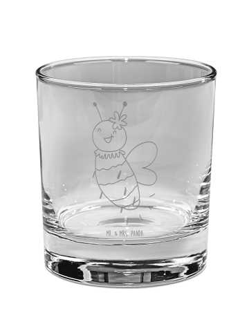 Mr. & Mrs. Panda Whiskey Glas Biene Blume ohne Spruch in Transparent