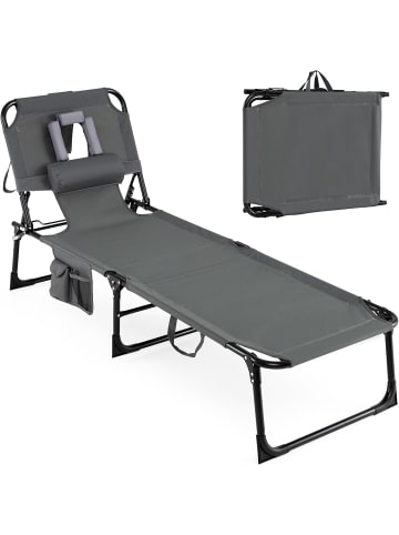 COSTWAY Sonnenliege mit Loch für Kopf und Arme in Grau