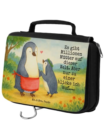 Mr. & Mrs. Panda Wash Bag Pinguin mit Kind Design mit Spruch in Weiß