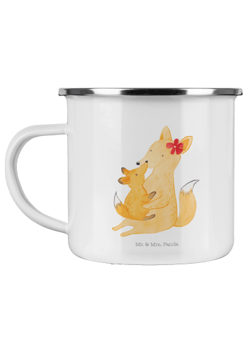 Mr. & Mrs. Panda Camping Emaille Tasse Fuchs Mama ohne Spruch in Weiß