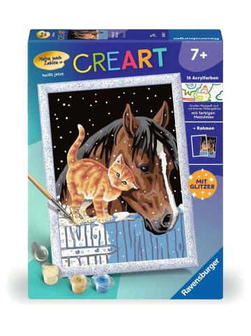 Ravensburger Malprodukte CreArt, Malen nach Zahlen Kinder - Fohlen mit Kätzchen Malen nach Zahlen Kinder Ab 7 Jahre in bunt