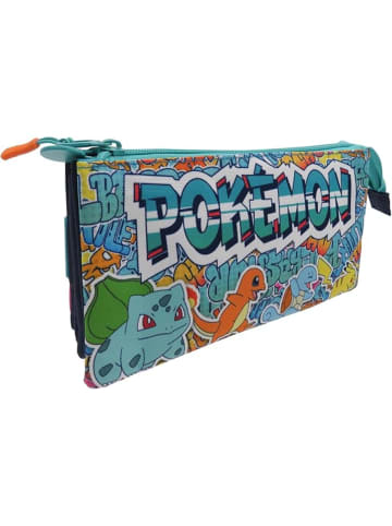Pokémon Dreifach Federmäppchen 3 Fächer Federmappe mit Reißverschluss