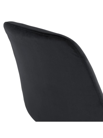 KADIMA DESIGN Essstuhl Samt Holzbasis, Retrosessel, Komfortabler Polsterstuhl in Schwarz