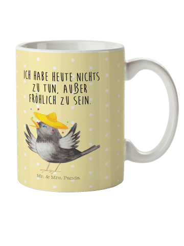 Mr. & Mrs. Panda Plastikbecher Rabe Sombrero mit Spruch in Gelb Pastell