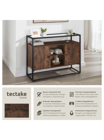 tectake Flurschrank, 100 x 38 x 80,5 cm Holz und Stahl, Glasplatte
