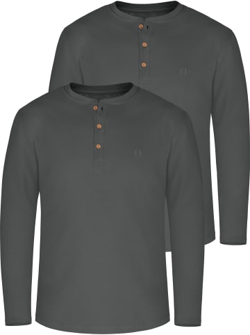 normani 2er Set Herren Langarm Shirts aus Bio-Baumwolle Neuville in Anthrazit