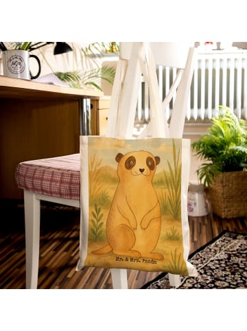 Mr. & Mrs. Panda Shopper Erdmännchen Design ohne Spruch in Weiß